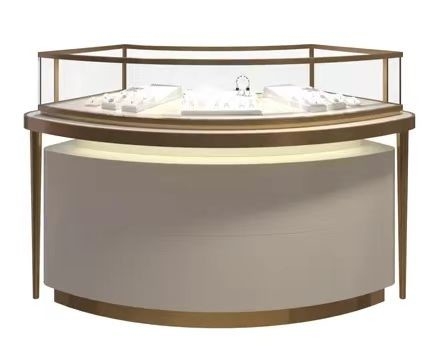 Stainless Steel Jewelry Showcase with Lockable Security System and Customizable Mirror for Retail Stores