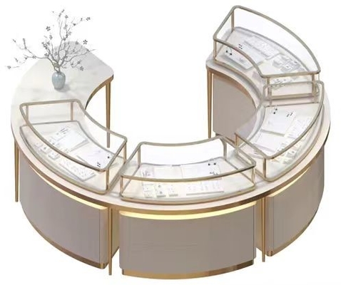 Stainless Steel Jewelry Showcase with Lockable Security System and Customizable Mirror for Retail Stores