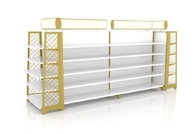 Duty free store Golden Cosmetic Display Shelves With Attractive Bright Lights