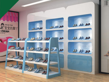 Reizende blaue Farbkinderschuh-Anzeigen-Regal-Schuh-Befestigungen für Einzelhandelsgeschäfte